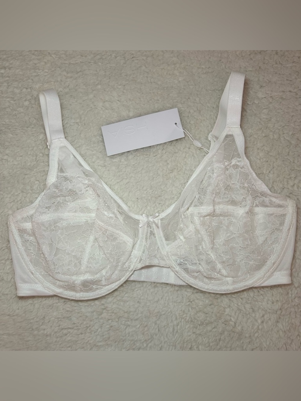 HSIA Enchanted Unlined Lace Underwire Bra 36DD White NWT